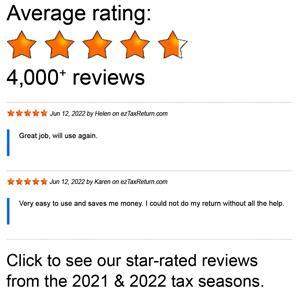 Click to see more than 4,000 ezTaxReturn customer reviews