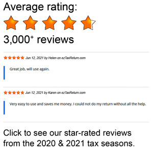 Click to see more than 3,000 ezTaxReturn customer reviews